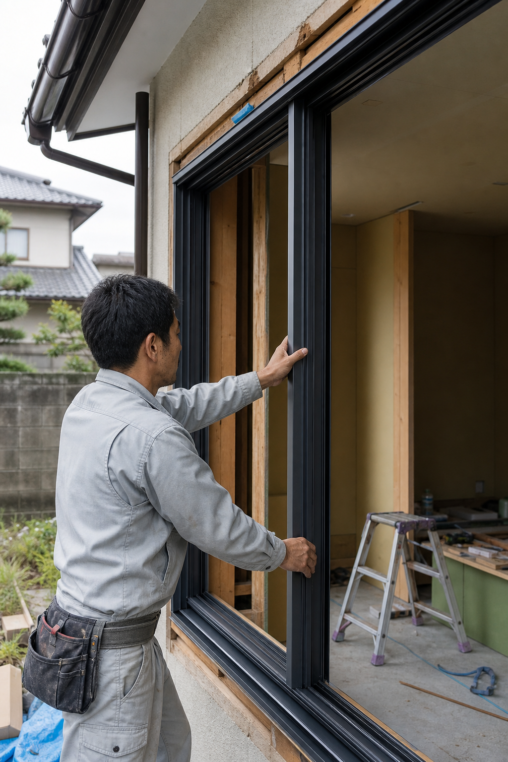 サッシ工事の施工イメージ