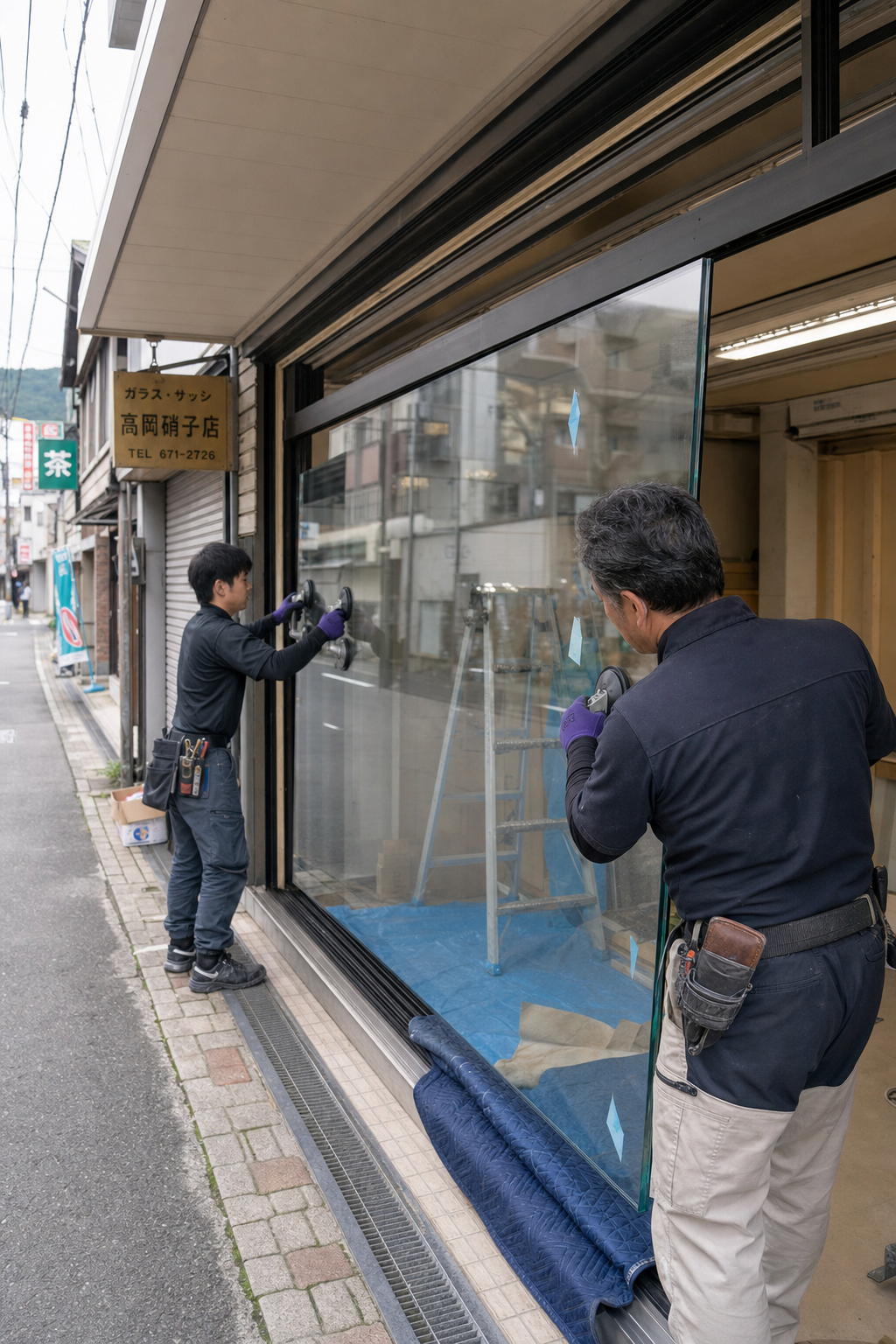 店舗ガラスの施工イメージ